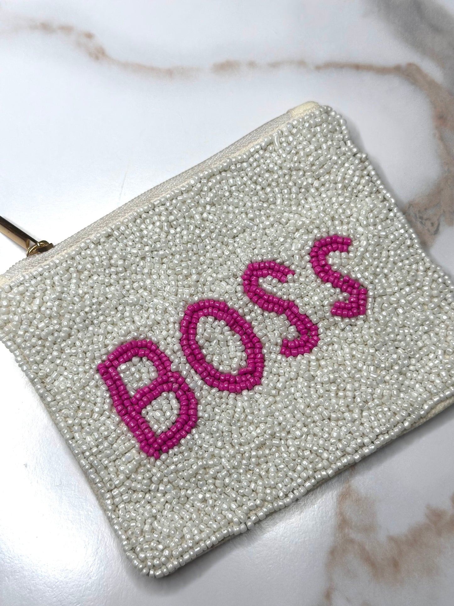 Boss beaded coin pouch