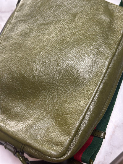 Pre-owned Gucci khaki green Tonal GG Shoulder Bag Leather