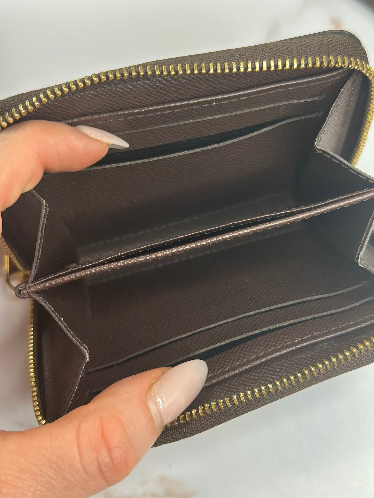 Pre-owned Louis Vuitton Damier Ebene compact wallet