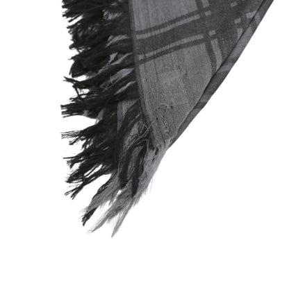 Pre-owned Gucci GG pattern wool and silk blend grey and black scarf