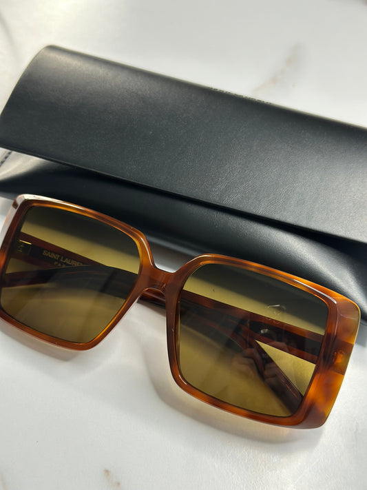 Pre-owned Saint Laurent Havana Square sunglasses