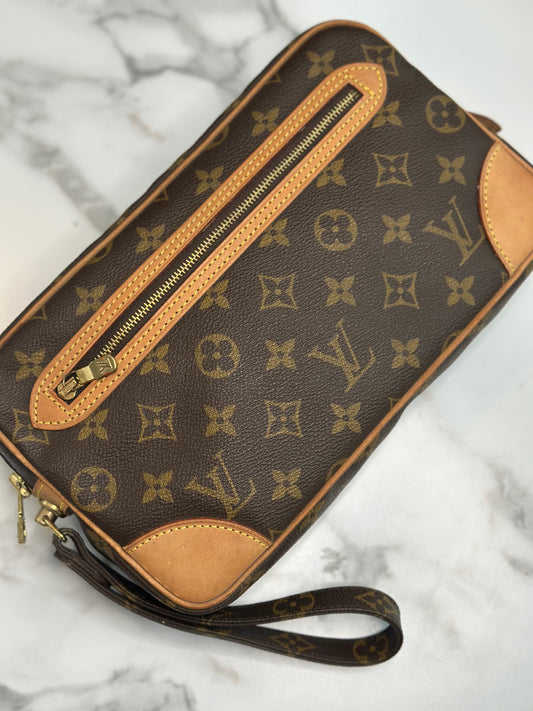Pre-owned Louis Vuitton monogram canvas Marly Dragonne GM clutch