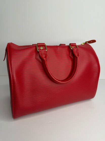 Pre-owned Louis Vuitton Castilian Red EPI Speedy 25