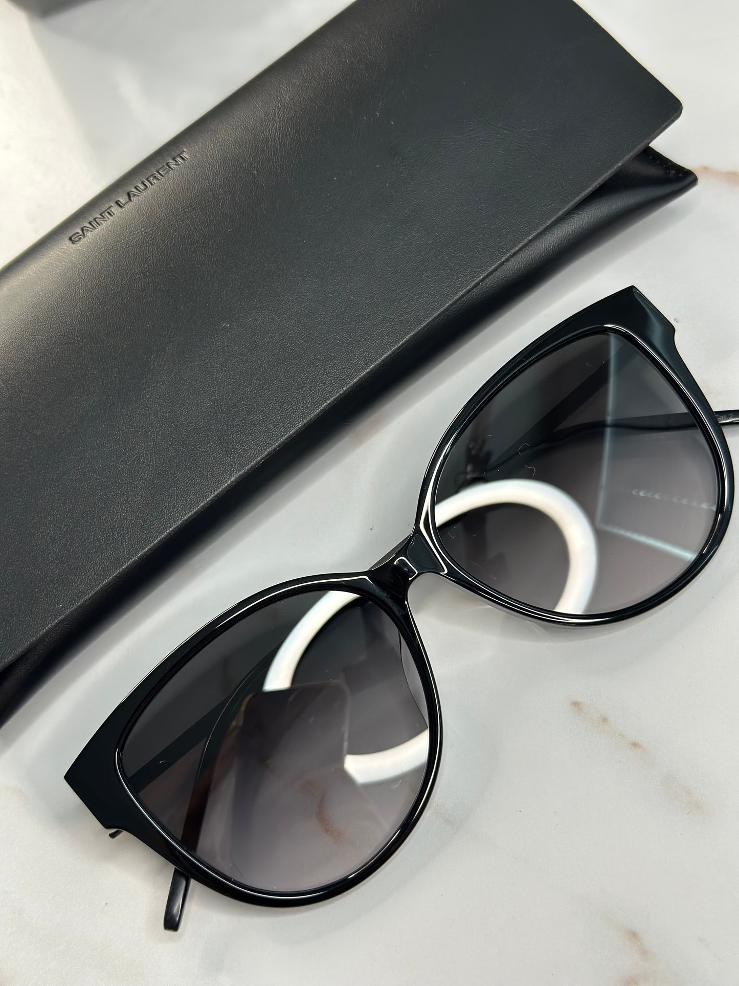 Pre-owned Saint Laurent logo, black cat eye sunglasses