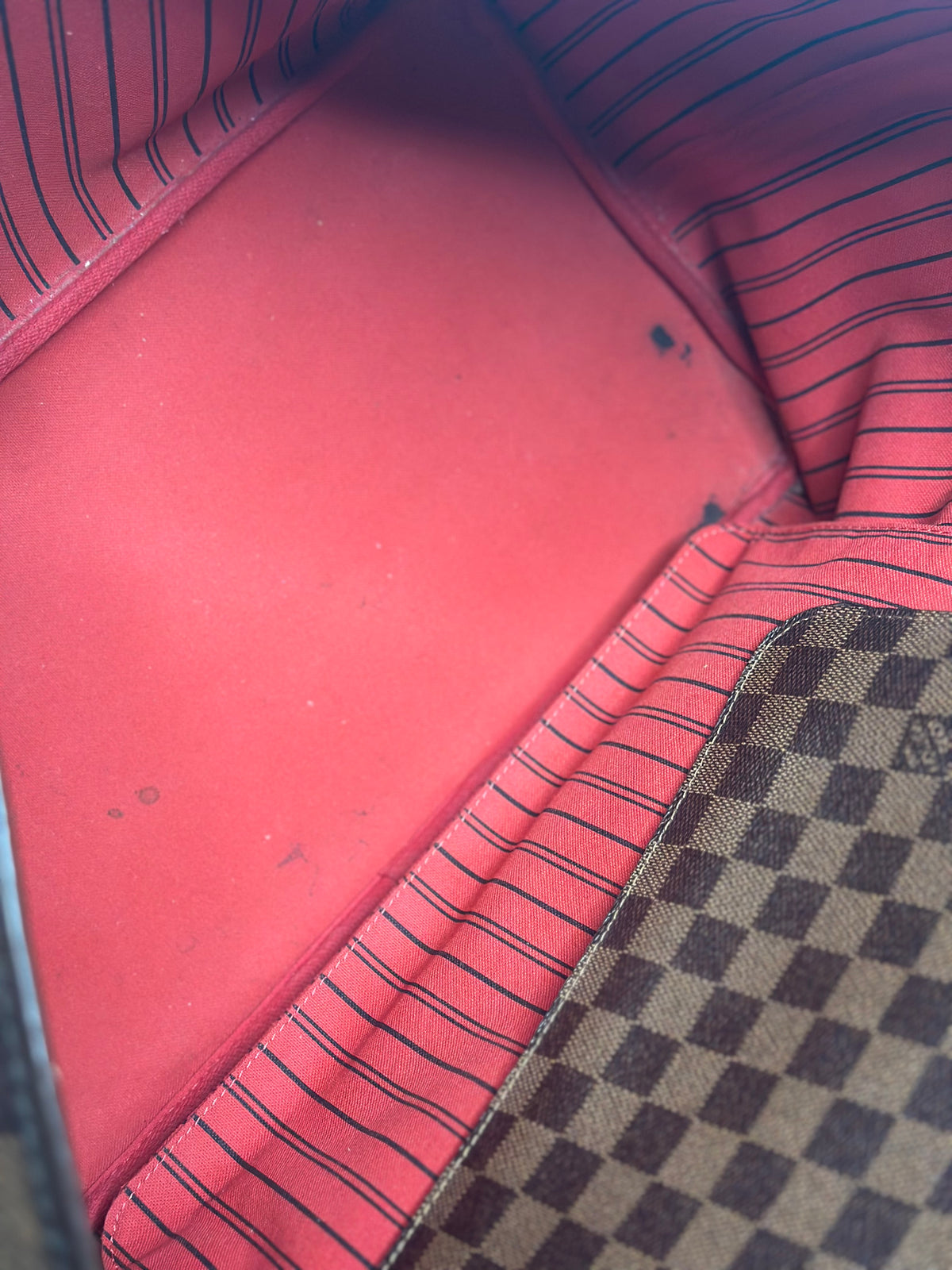 Pre-owned Louis Vuitton Damier Ebene neverfull GM w/pouch tote