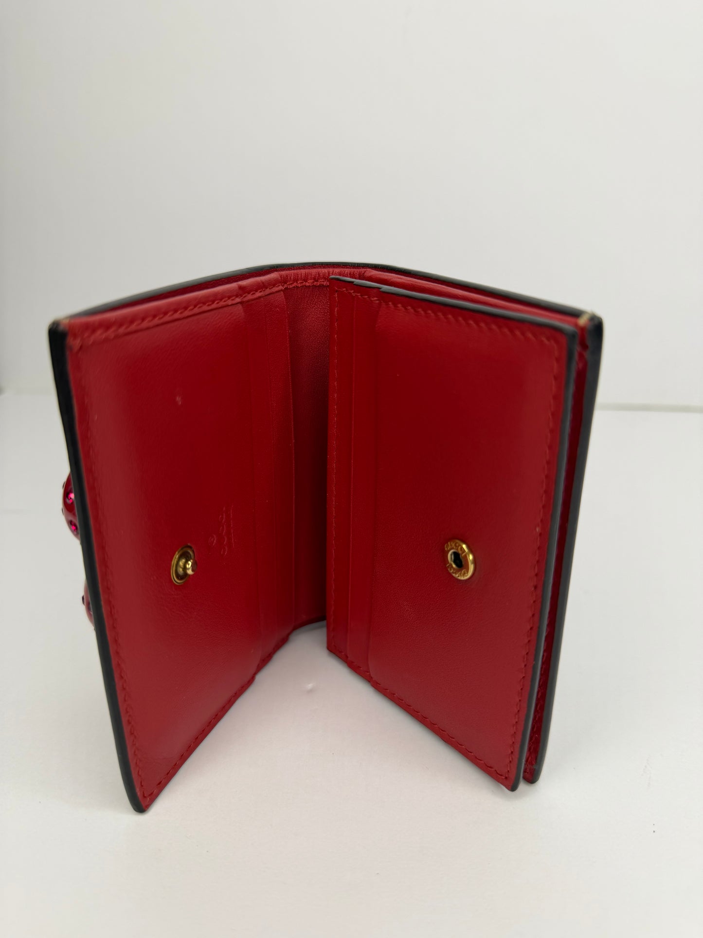 Pre-owned Gucci supreme canvas cherry compact wallet