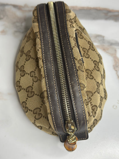 Pre-owned Gucci GG Canvas bamboo cosmetic pouch