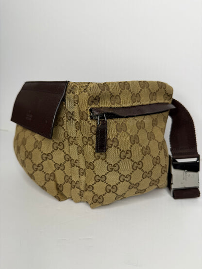 Pre-owned Gucci GG vintage double pocket belt bag