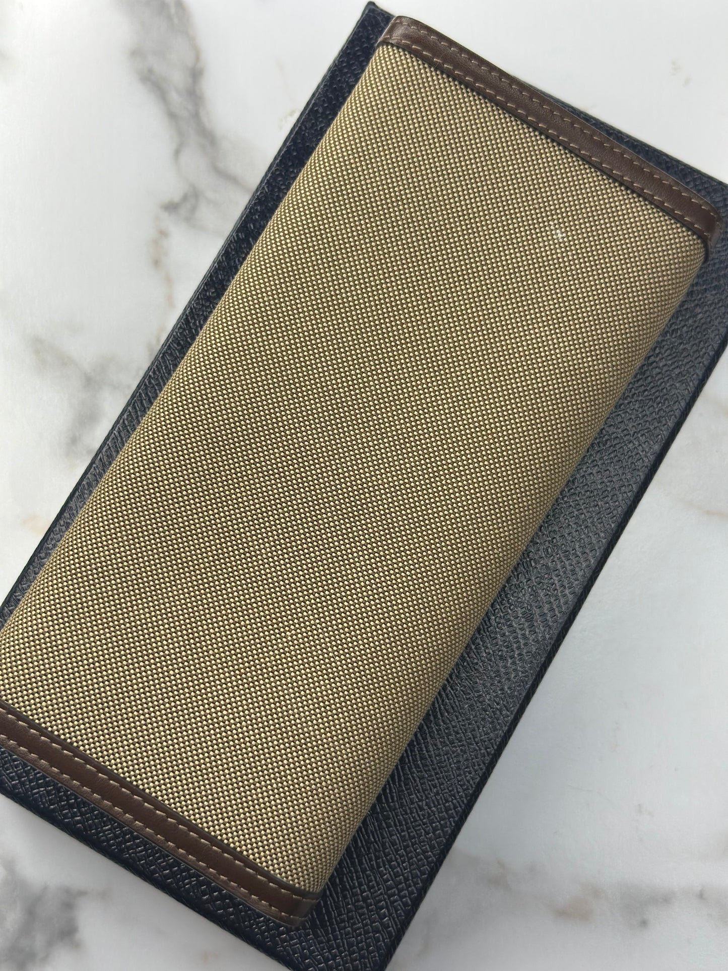 Pre-owned Prada beige x Brown canvas long wallet
