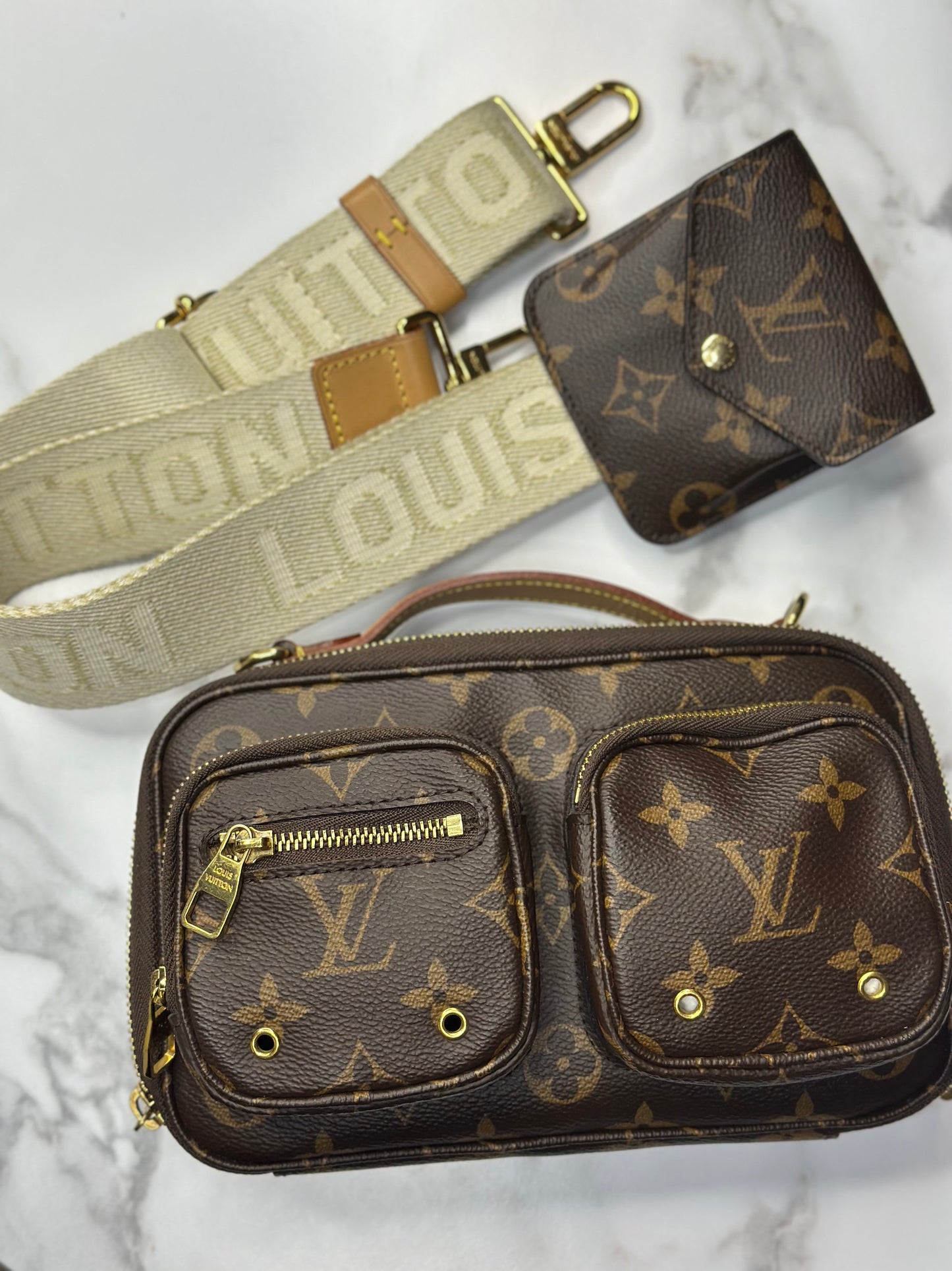 Pre-owned Louis Vuitton monogram canvas utility Crossbody full set