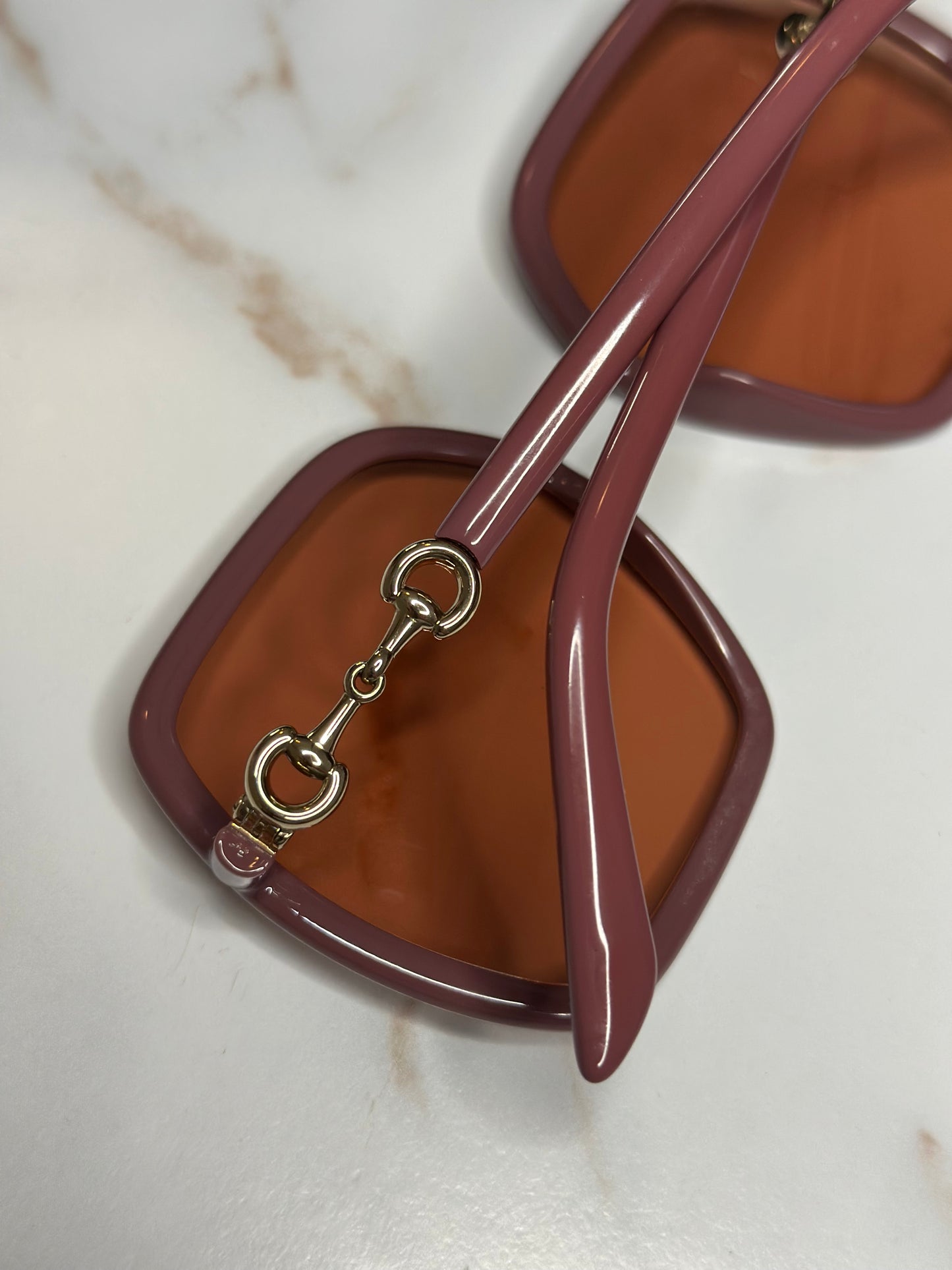 Pre-owned Gucci dusty rose Horsebit sunglasses