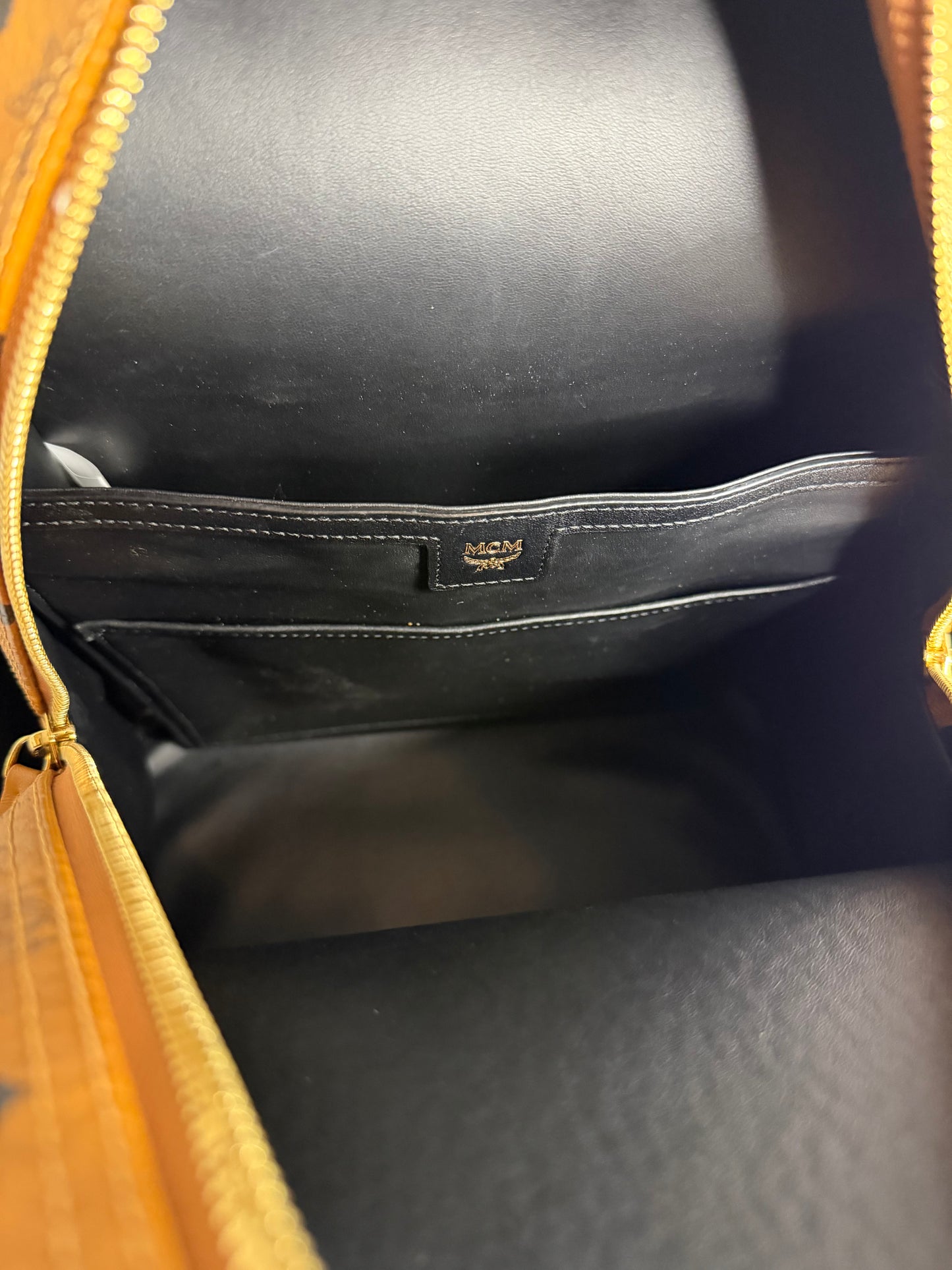 Pre-owned MCM backpack in the signature cognac Visetos monogram print