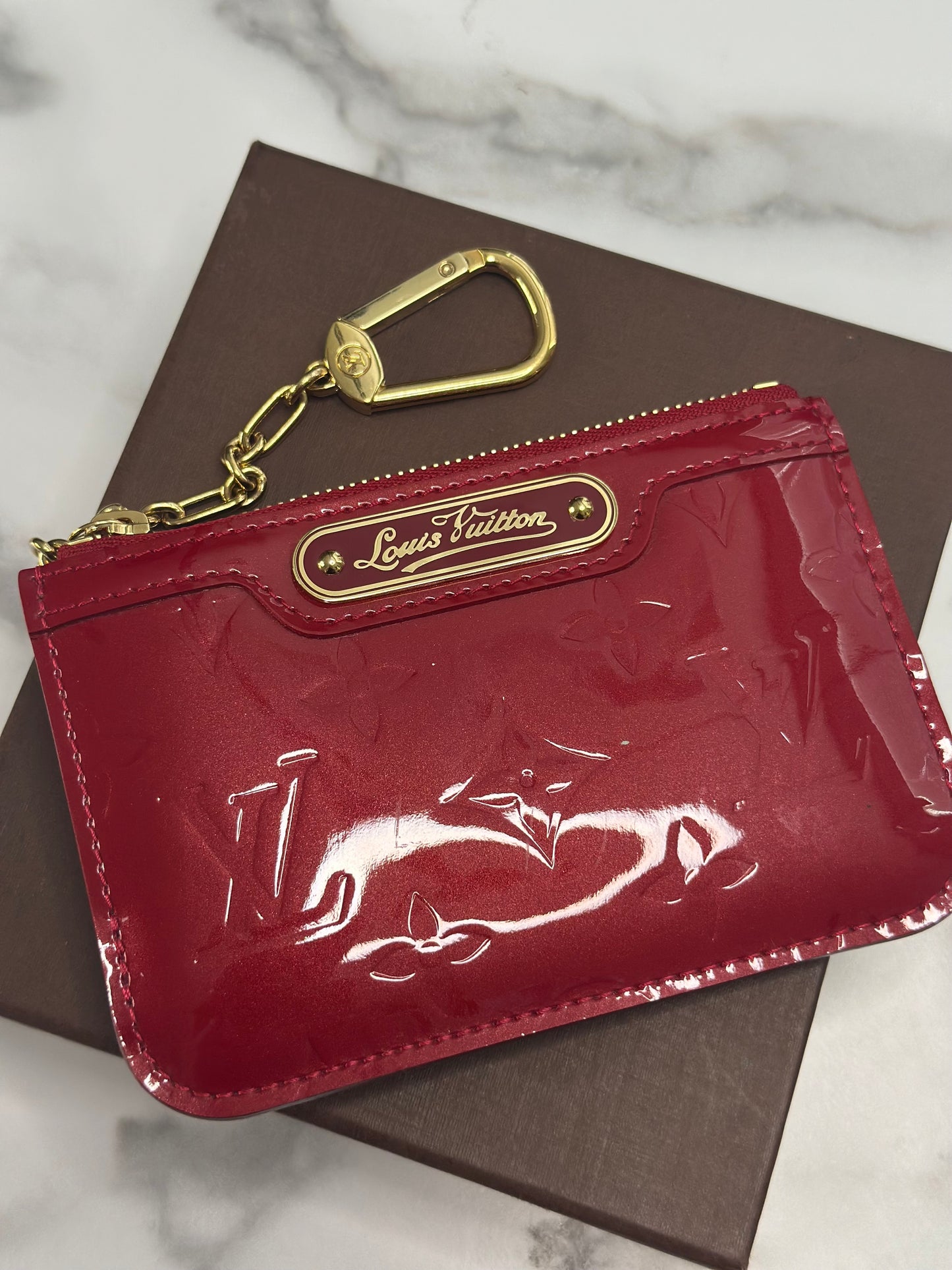 Pre-owned Louis Vuitton monogram red vernis coin pouch