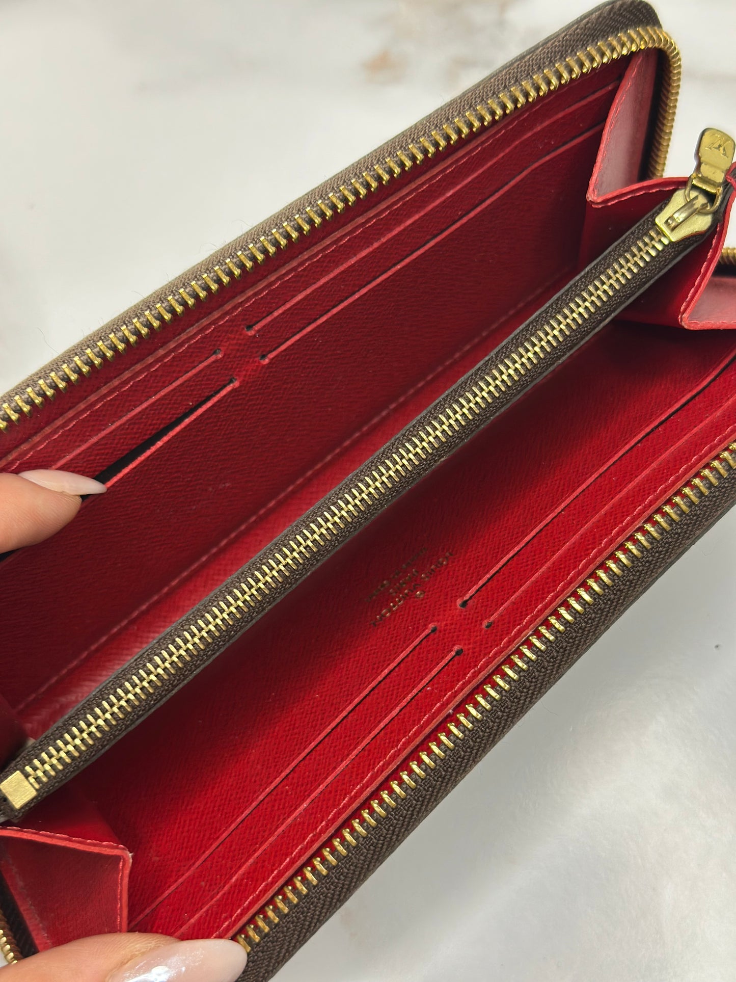 Pre-owned Louis Vuitton Damier Ebene clemence wallet