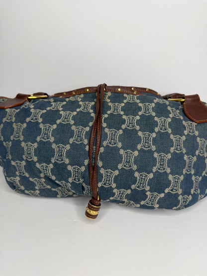 Pre-owned Celine Macadam denim and leather Bittersweet hobo bag