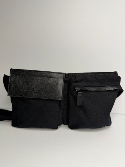 Pre-owned Gucci GG Canvas double pocket belt bag