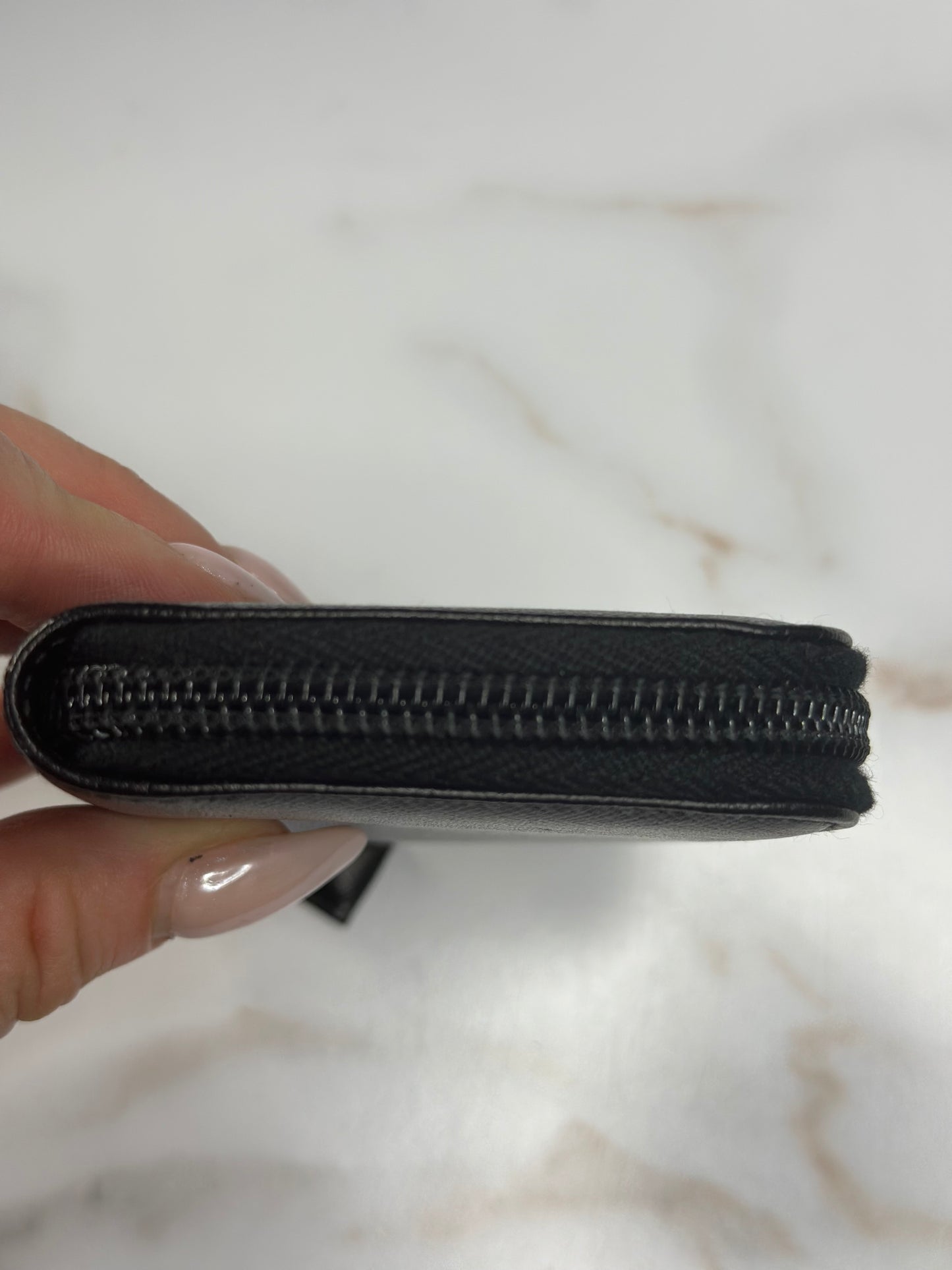 Pre-owned Prada black Saffiano leather compact zippy