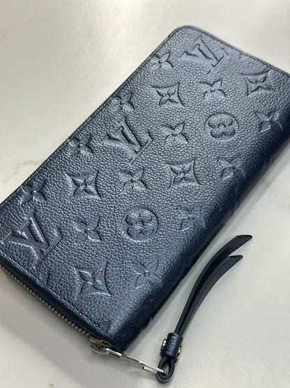 Pre-owned Louis Vuitton metallic navy empriente leather zippy wallet