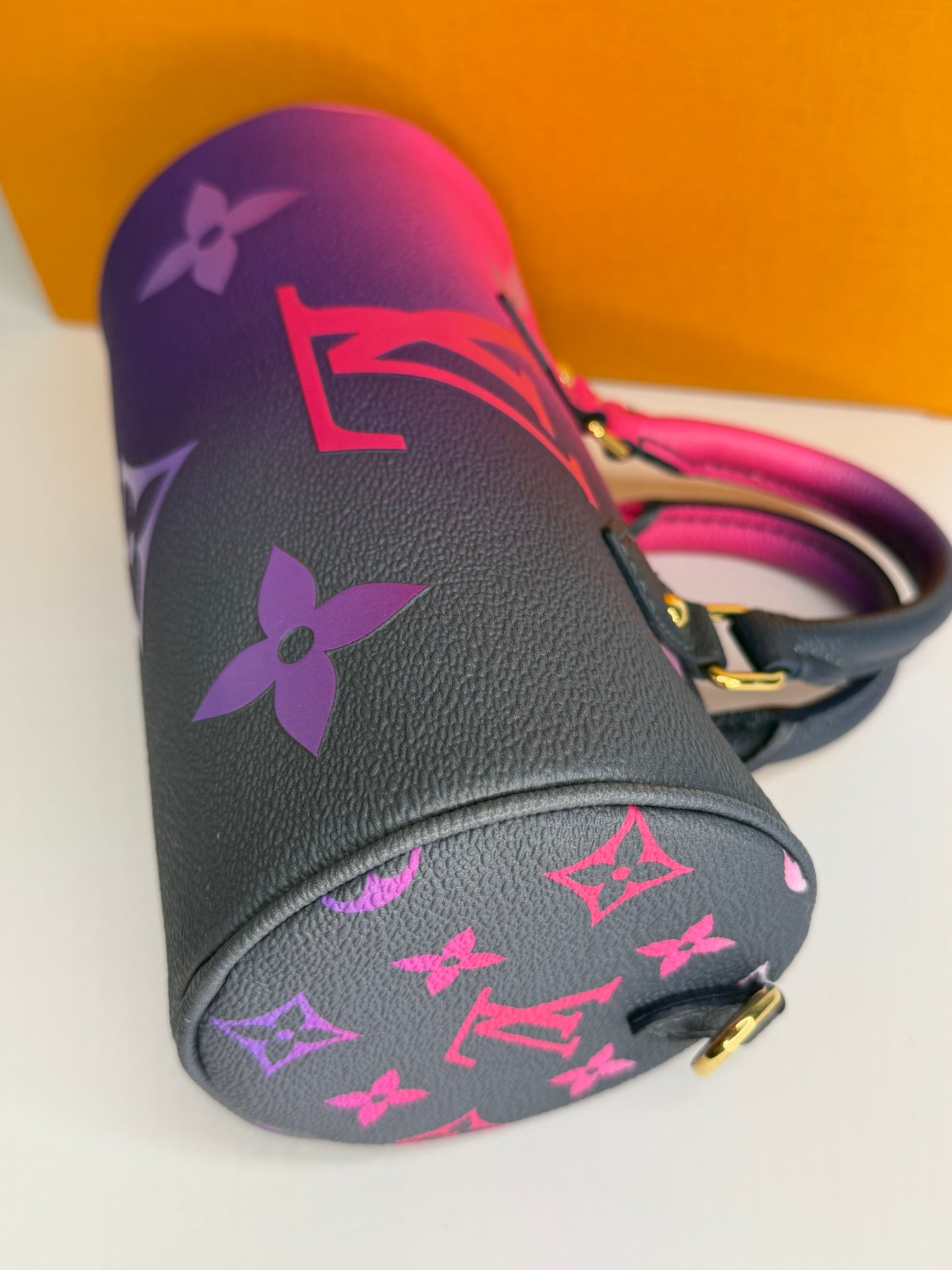 Pre-owned Louis Vuitton Papillon BB Spring In The City Monogram Giant Shoulder Bag Midnight Fuchsia