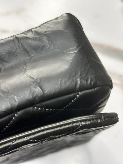 Pre-owned Chanel CC waxed calfskin leather rock and chain collection shoulder bag