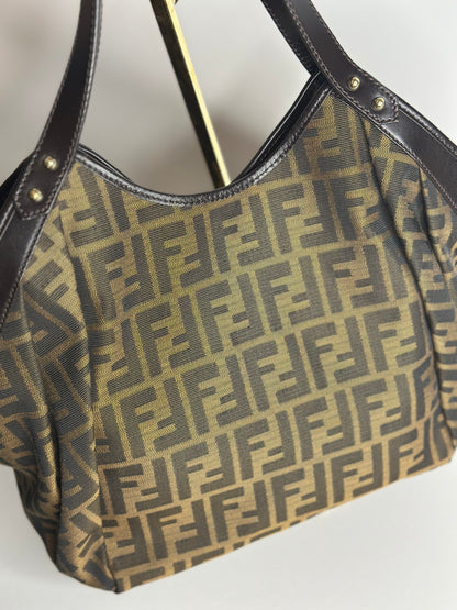 Pre-owned Fendi Tobacco Zucca Canvas and Leather Chef Tote