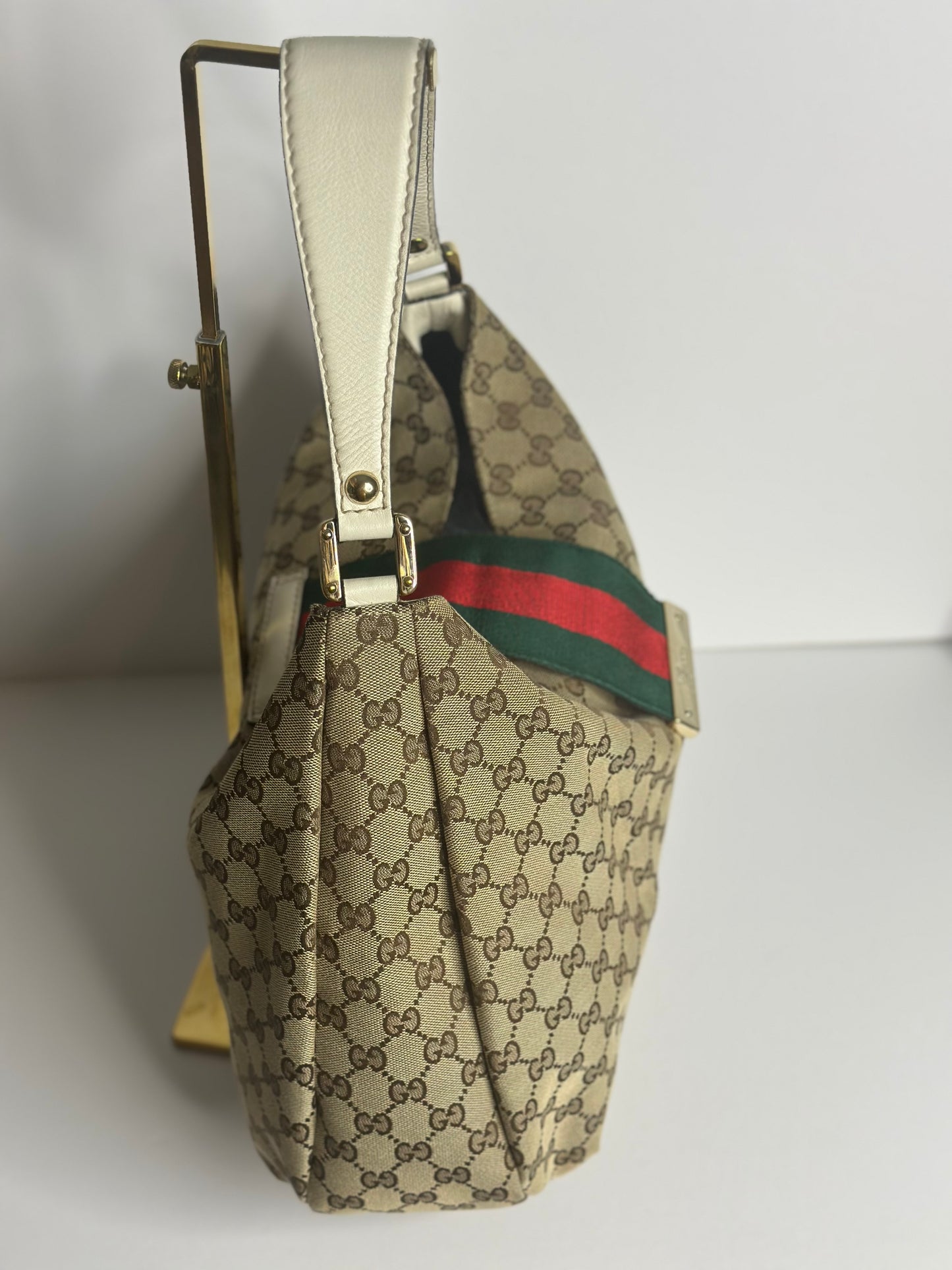 Pre-owned Gucci GG canvas New Ladies Web hobo shoulder bag