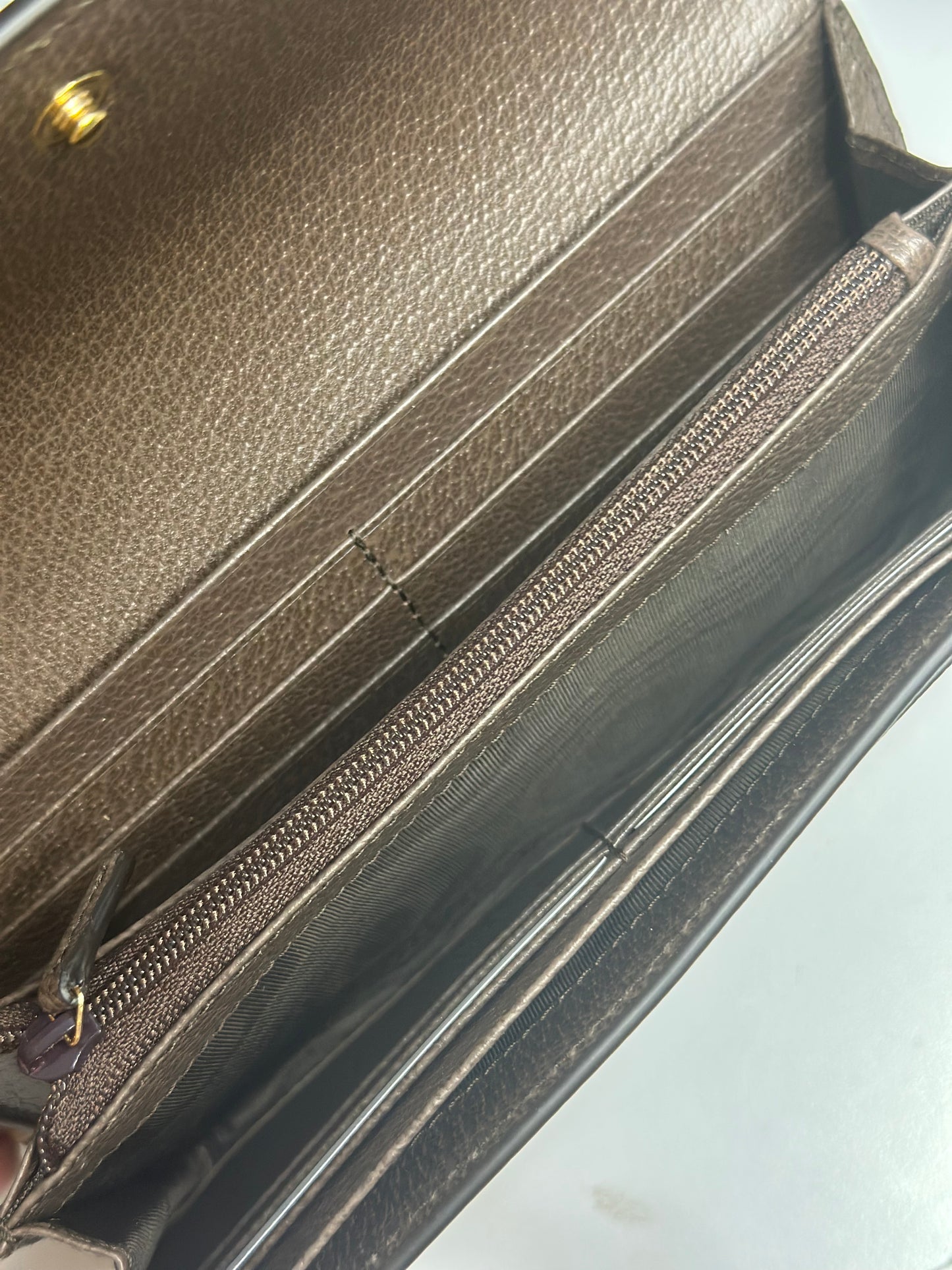 Pre-owned Gucci GG Ophidia supreme canvas continental wallet