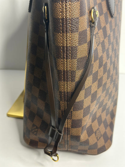 Pre-owned Louis Vuitton Damier Ebene neverfull MM tote
