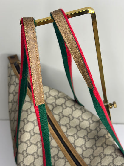 Pre-owned Gucci Vintage GG Plus canvas Sherry line weekender tote