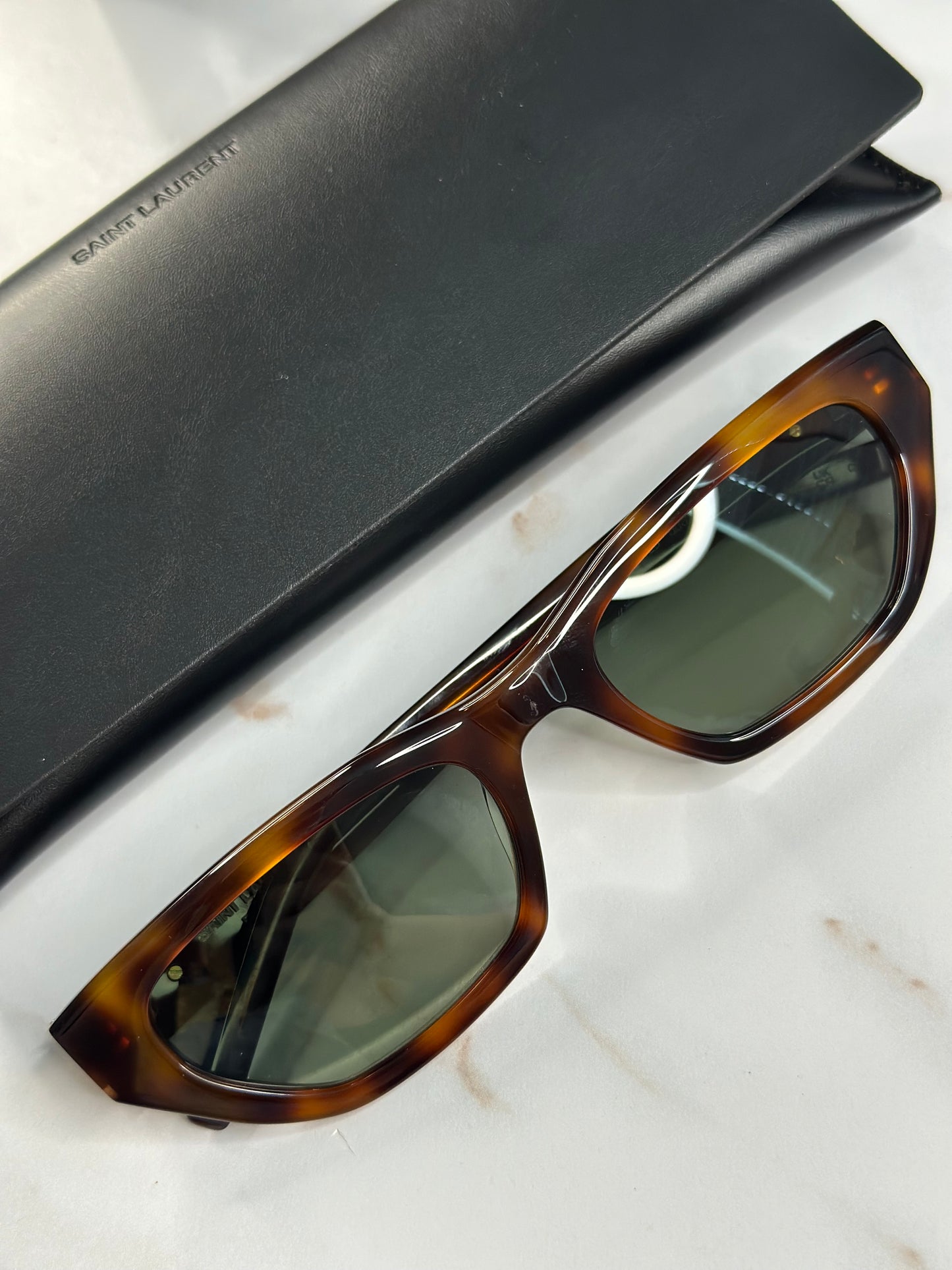 Pre-owned Saint Laurent logo Tortise sunglasses
