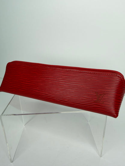 Pre-owned Louis Vuitton Red Epi leather Trousse Crayons pen case