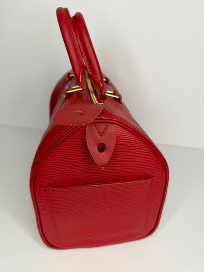 Pre-owned Louis Vuitton Castilian Red EPI Speedy 25