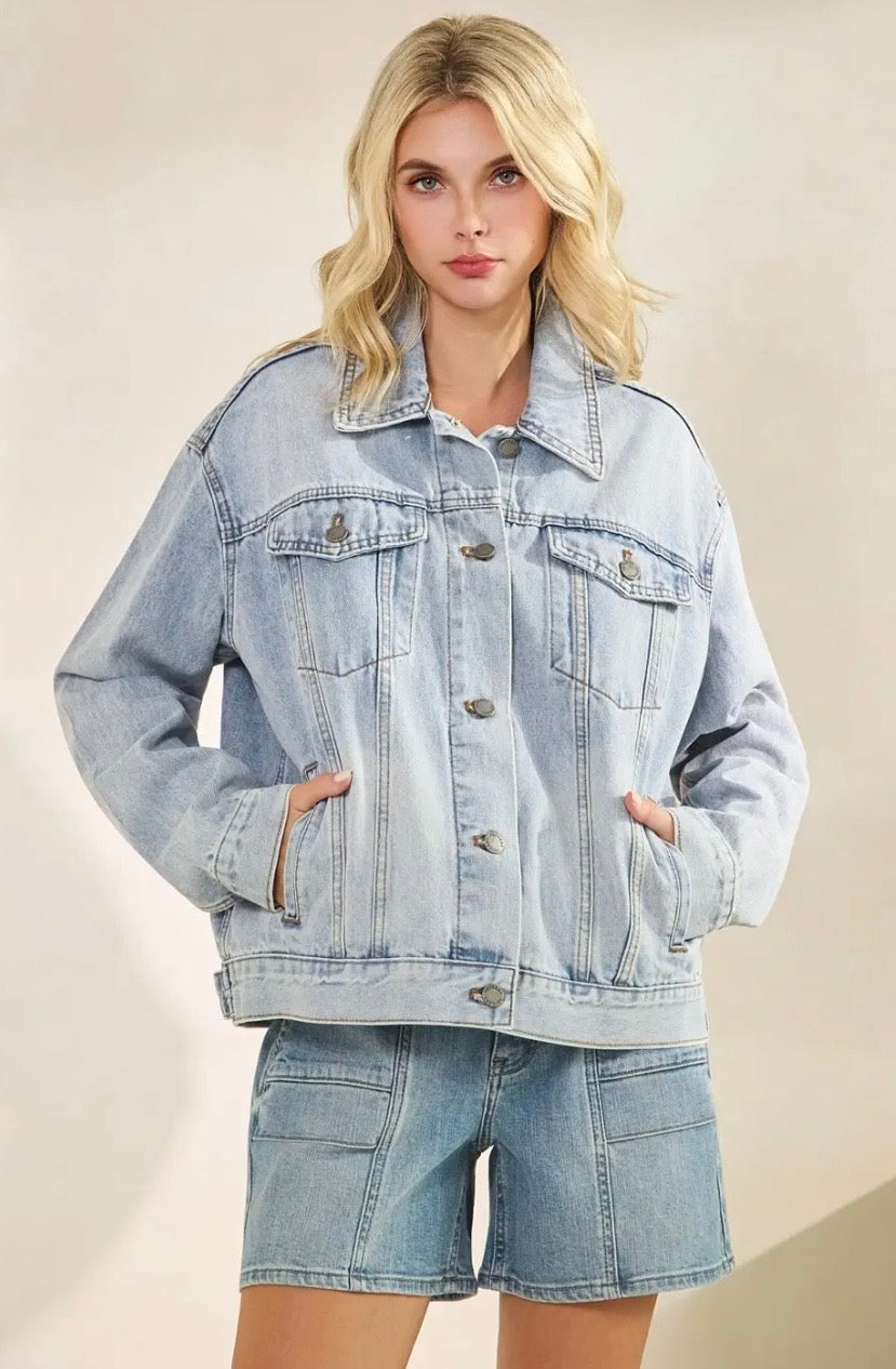 Classic Denim Jacket with Tiger Patchwork