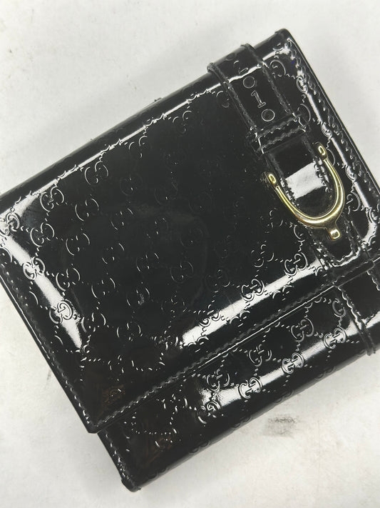 Pre-owned Gucci Microguccismia patent leather compact wallet