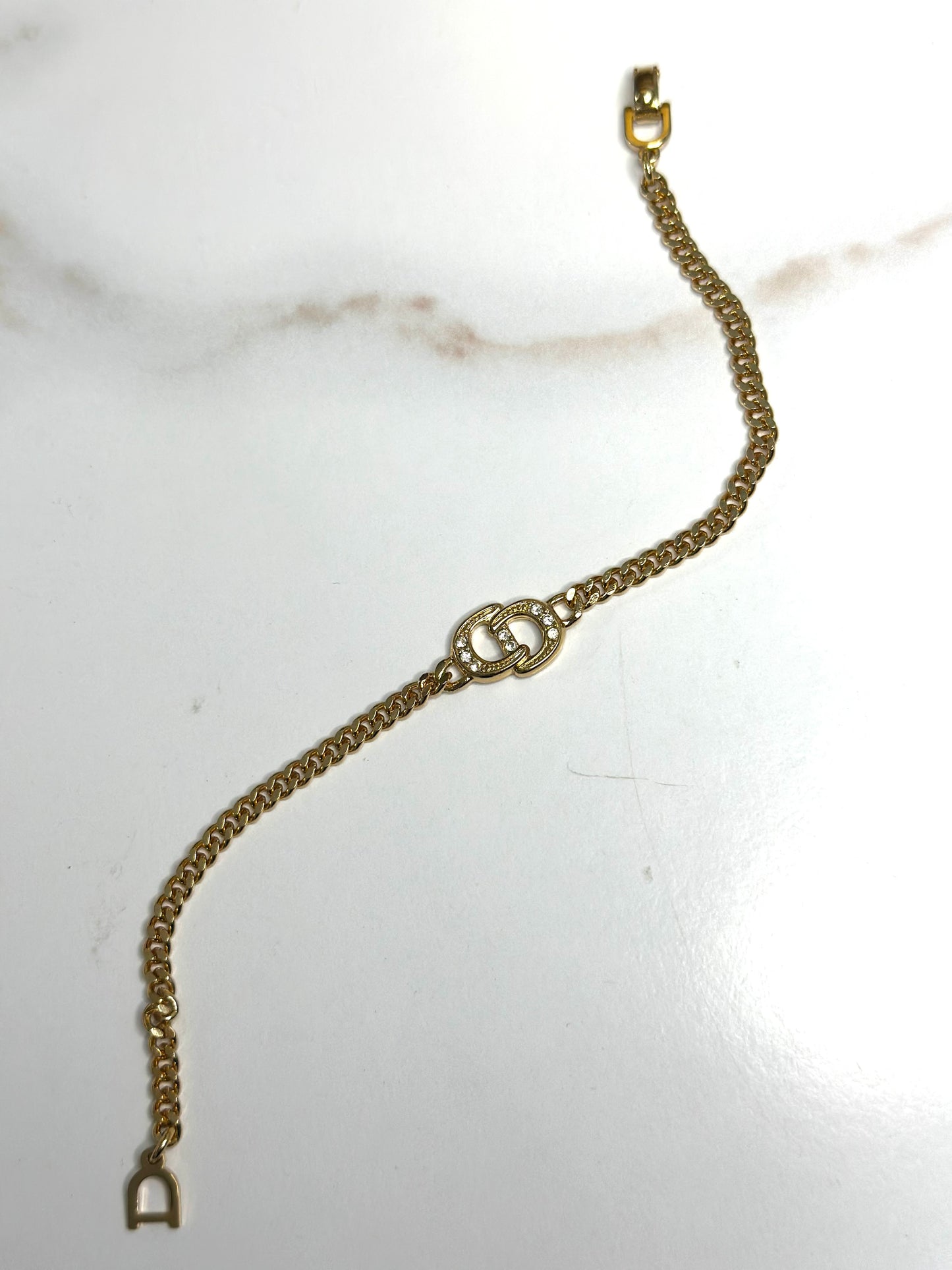 Pre-owned Christian Dior interlocking CD logo pendant embellished with rhinestones