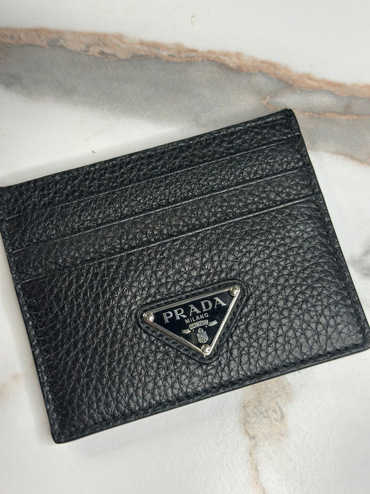 Pre-owned Prada black vitello leather cardholder