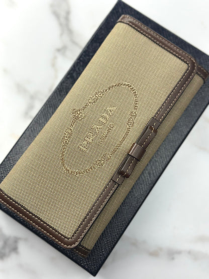 Pre-owned Prada beige x Brown canvas long wallet