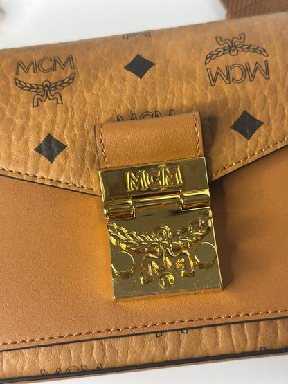 Pre-owned MCM Visetos Small Millie Crossbody Belt Bag Cognac