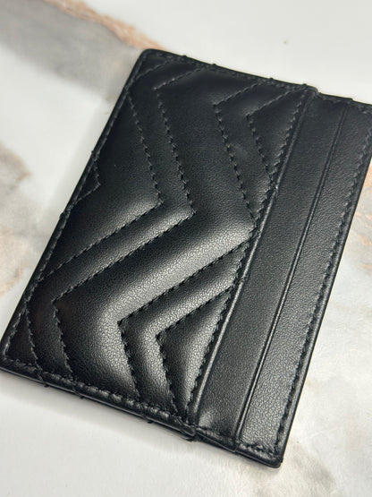 Pre-owned Gucci GG Marmont black leather card holder