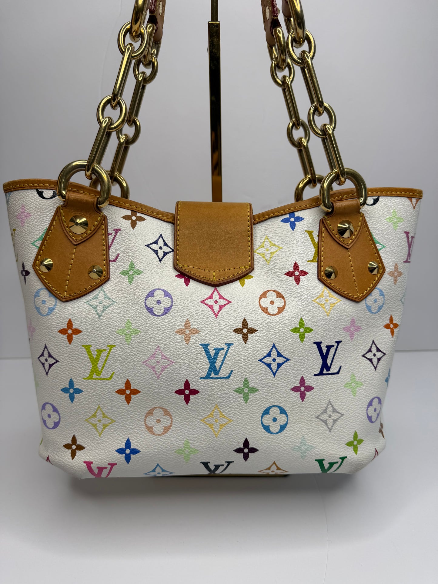 Pre-owned Louis Vuitton x Takashi Murakami Annie MM tote bag in white Monogram Multicolore canvas