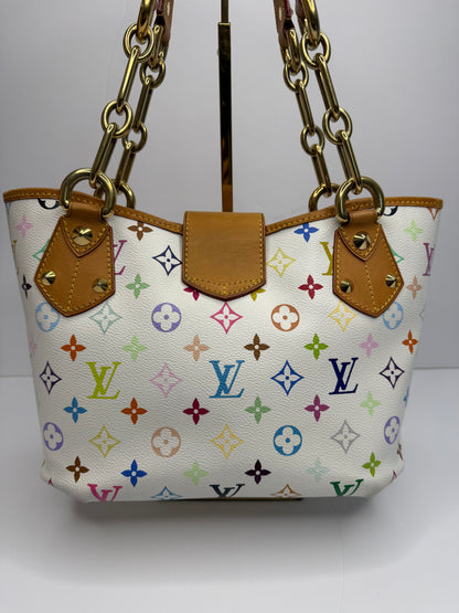 Pre-owned Louis Vuitton x Takashi Murakami Annie MM tote bag in white Monogram Multicolore canvas