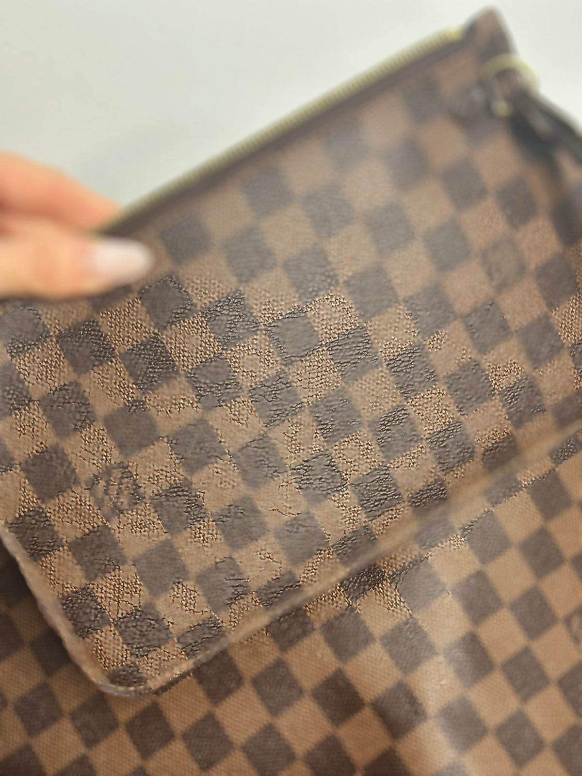 Pre-owned Louis Vuitton Damier Ebene neverfull GM w/pouch tote
