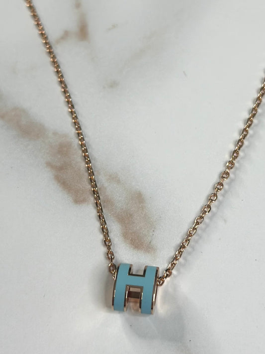 Pre-owned Hermes Pop H Pendant Chain Necklace Metal and Enamel Mini