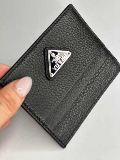 Pre-owned Prada black Vitello leather card holder