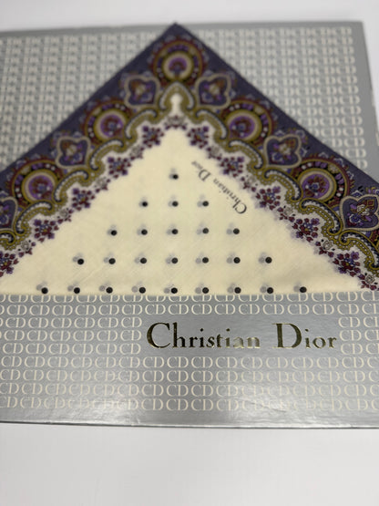 Pre-owned Christian Dior cotton Paisley and polkadot handkerchief set