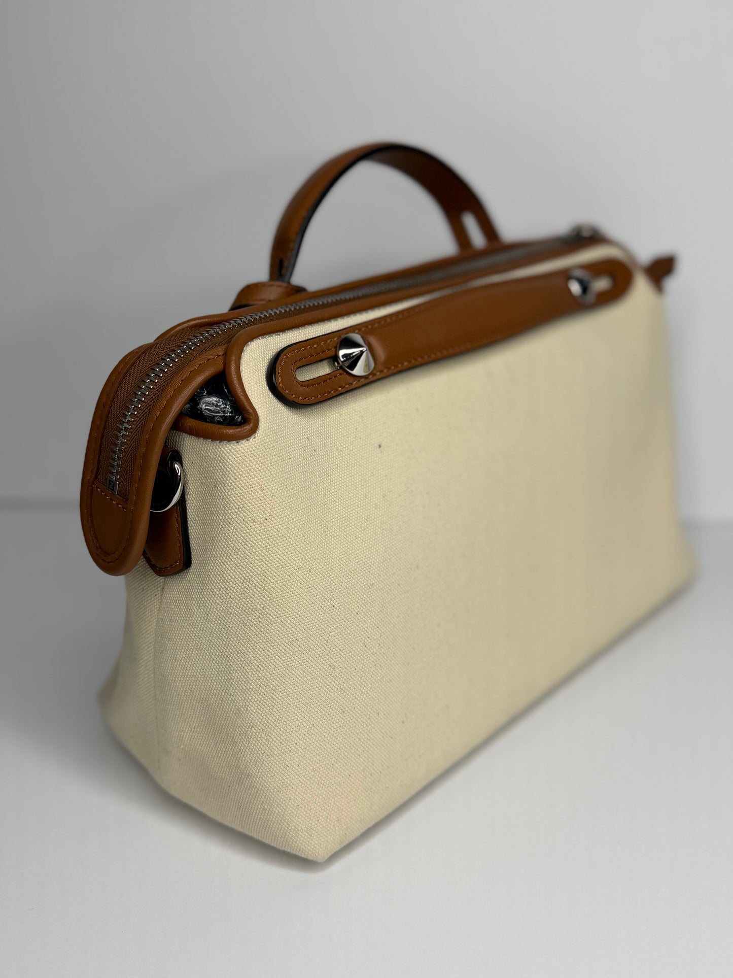 Pre-owned Fendi By The Way Selleria Medium Canvas & Leather Shoulder Bag