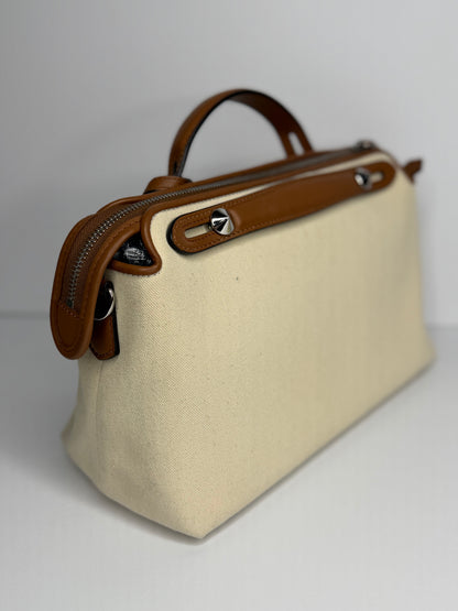 Pre-owned Fendi By The Way Selleria Medium Canvas & Leather Shoulder Bag