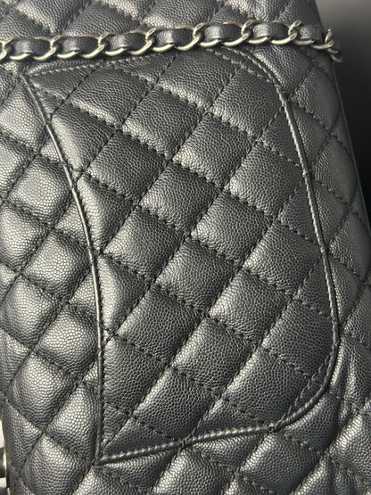 Pre-owned Chanel 2017 Caviar CoCo medium Top Handle w/ Ruthenium hardware
