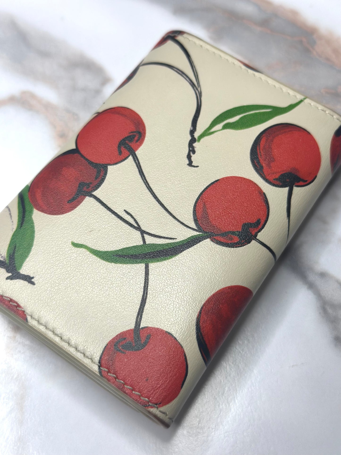 Pre-owned Saint Laurent Monogram Cherry Print Multicles six key holder