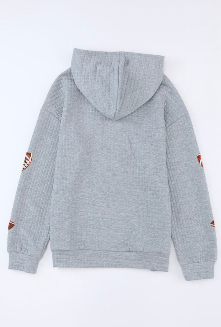 Gray Sequin Football Hoodie